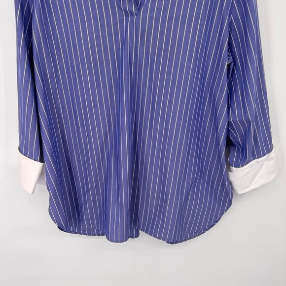 Chicos 2.5 No-Iron Coolmax All Season Striped Shirt Womens Size 18  Blue popover - Picture 5 of 13